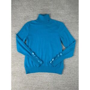 Savida Turquoise Blue Turtleneck Sweater Velvet Button Cuff Small EUR 38